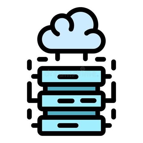 Server Data Cloud Icon Color Outline Vector Stock Vector Illustration