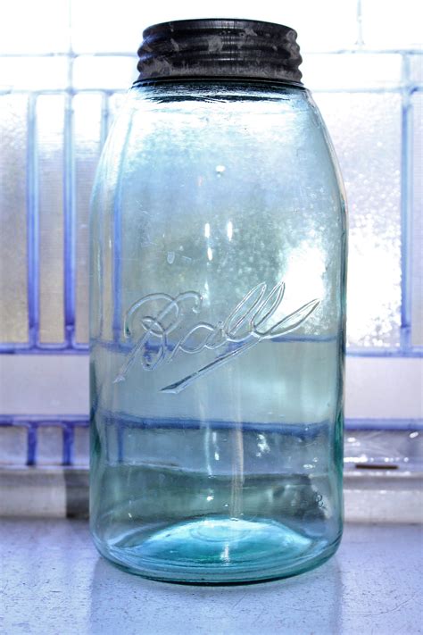 Antique Blue Ball Mason Jar Half Gallon To Three L Logo Two Quart