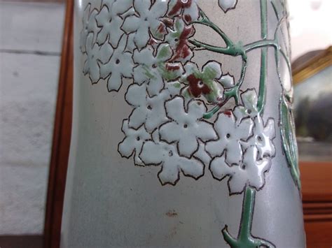 Proantic Paire De Vase Art Nouveau En Verre émaillé