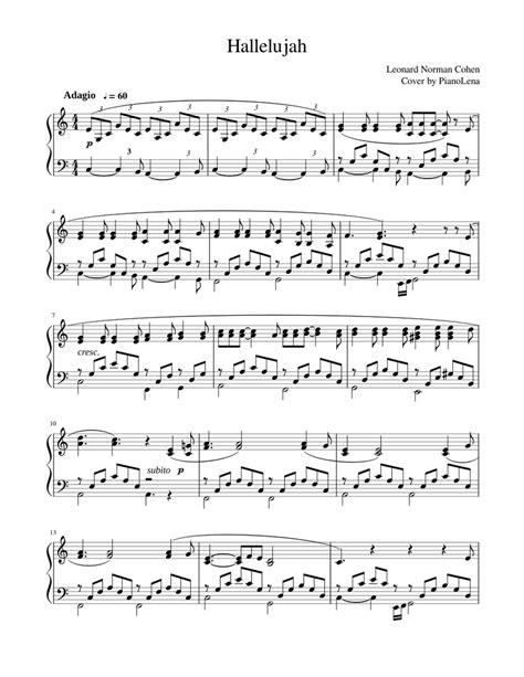 Hallelujah Sheet Music For Piano Solo