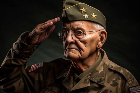 Premium AI Image | An old man saluting in a military uniform