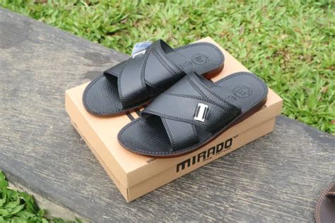 Sandal Mirado Slop Silang Hitam Premium Termurah Sandal Pria Lazada