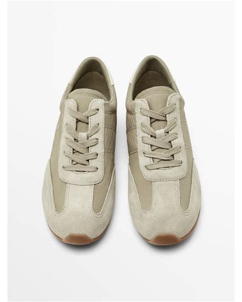 Massimo Dutti Contrast Fabric Trainers In White Lyst