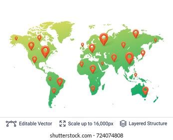 Location Pins On World Map Travel Stock Vector (Royalty Free) 654901534 ...