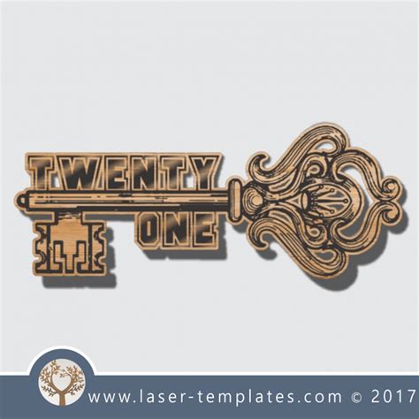 21st key template, wooden laser cut key. Online store download. – Laser ...