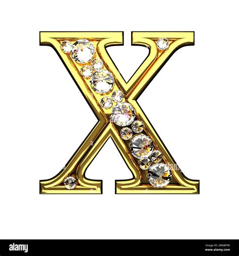 X Isolated Golden Letters With Diamonds On White Stock Photo Alamy