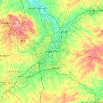 Leicester topographic map, elevation, terrain