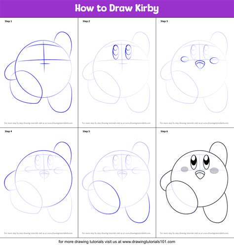 How To Draw Kirby Step By Step Drawing Tutorials For Kids And | Images ...