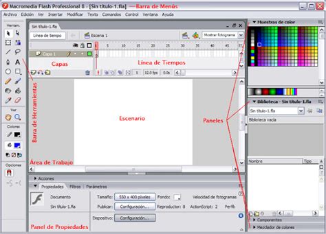 PRODUCCION DE ANIMACIONES VENTANA DE FLASH Y SUS PARTES