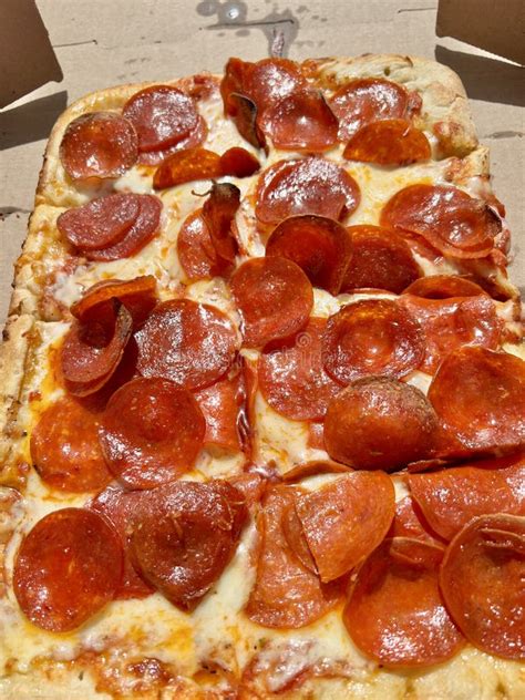 Pepperoni Pizza Stock Image Image Of Squares Sausage