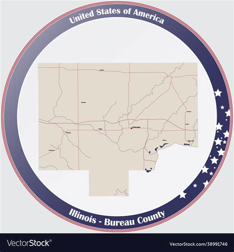 Map bureau county in illinois Royalty Free Vector Image