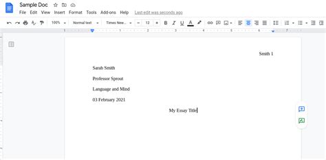 Google Doc Mla Format Template