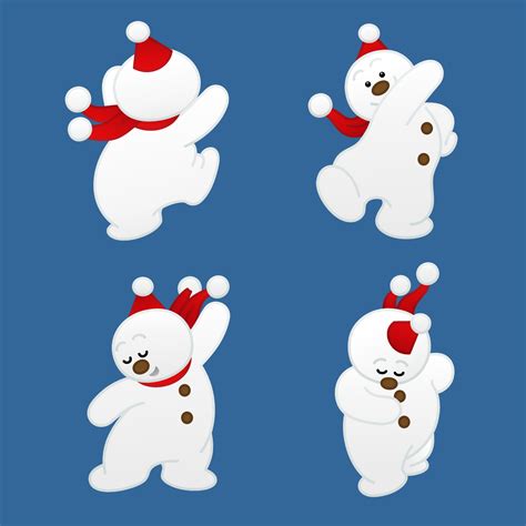 Illustration character set Dancing snowman, Cute cartoon vector 6757443 ...