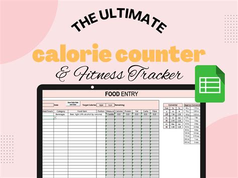 Calorie Counter Excel Sheet Recipe Calculatorcalorie Etsy