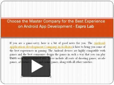 Ppt Android Application Development Company In Kolkata Powerpoint