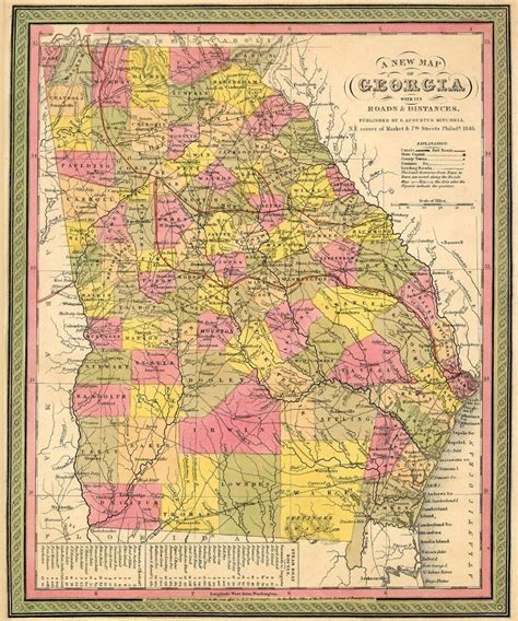 Vintage Maps, Vintage Wall Art, Antique Maps, Georgia History, Georgia Map, Ga In, Family ...