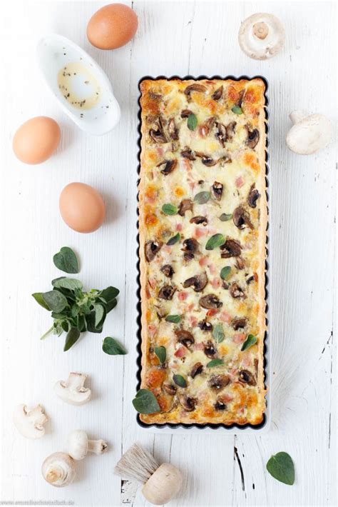 Schinken Quiche Mit Champignons Und Mozzarella Emmikochteinfach