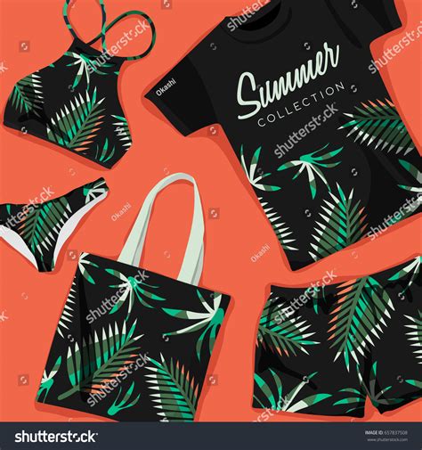Set Summer Swimsuit Bikini Collection Vector Stock Vector Royalty Free Shutterstock