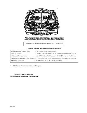 Fillable Online Nmmc Maharashtra Etenders Navi Mumbai Municipal