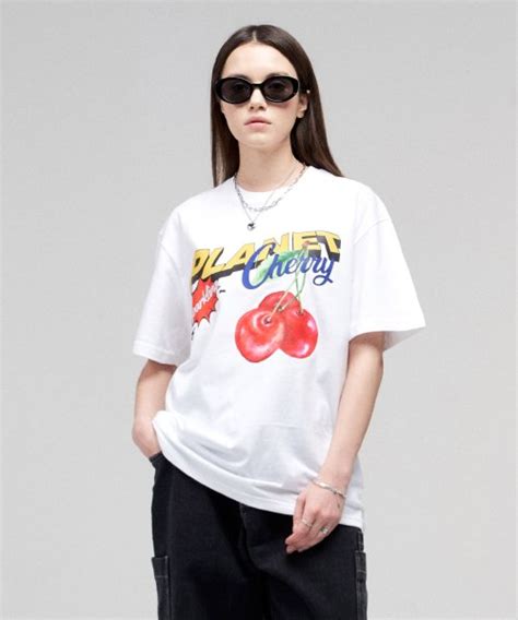 MUSINSA ELIMENO EL Planet Cherry Overfit Short Sleeve Tee White