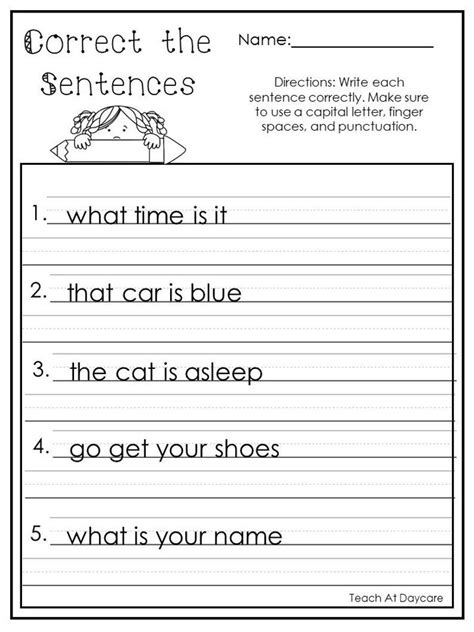 Correcting Grammar Worksheets Sentences Correct Sentence Ela