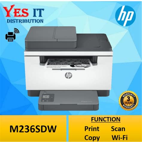 Hp Laserjet Mfp M236sdw Multi Function Mono Printer Print Scan Copy Wireless Adf