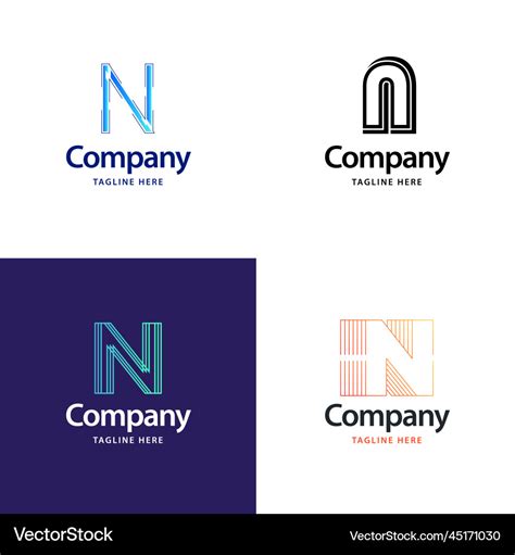 Letter n big logo pack design creative modern Vector Image