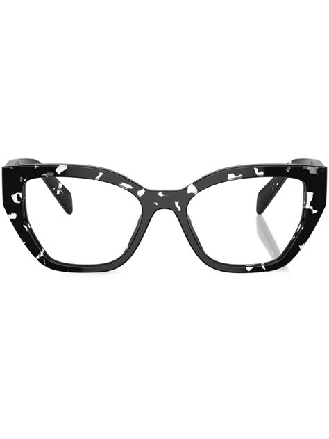 Prada Eyewear Tortoiseshell Geometric Frame Glasses Black Farfetch