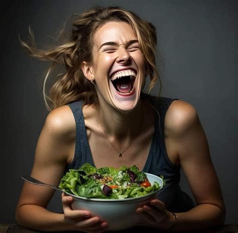 The Ai Art Version Of Women Laughing Alone With Salad Is A Terrifying Treat The Poke