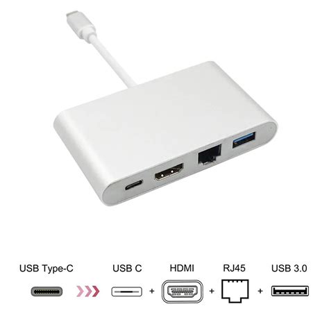 4in1 Thunderbolt 3 Hub Usb Multiport Adapter Type C To HDMI 4K USB3 0