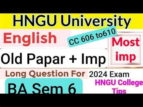 Ba Sem English Cc To Long Questions Hngu Exam Youtube