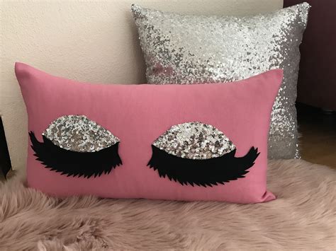 Eyelash Pillow Silver Sequin Pillow Decorative Pillow Pesta As