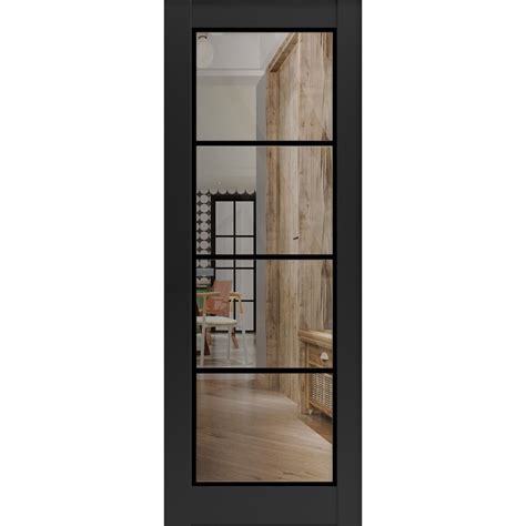 Slab Barn Door Panel X Inches Lucia Matte Black Clear