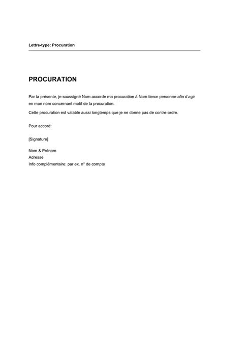 Lettre Type Procuration Doc Pdf Page Sur