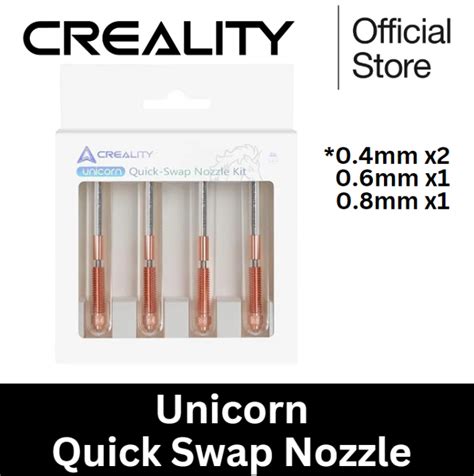 Official Creality K1C V3 Nozzles 0 4mm 0 6mm 0 8mm 4PCS Unicorn