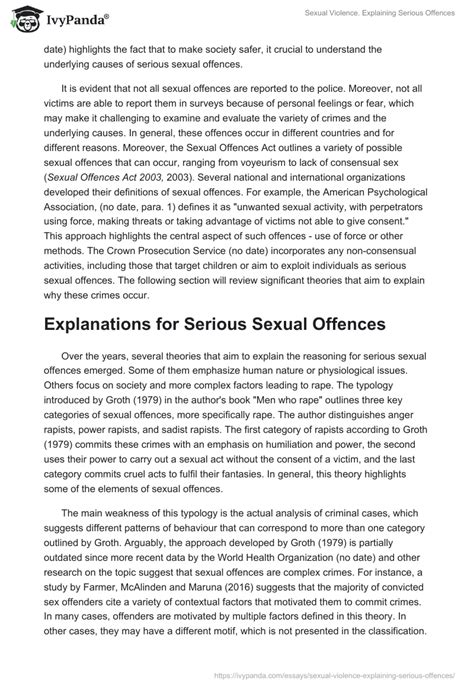 Sexual Violence Explaining Serious Offences 2040 Words Essay Example