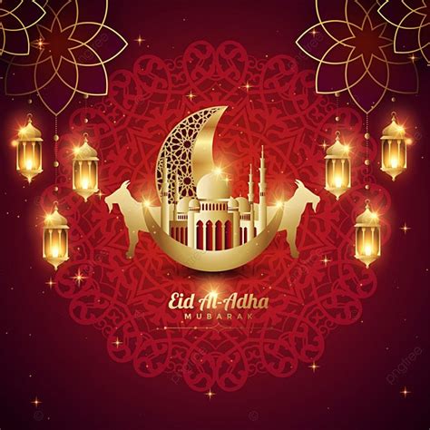 Festival Eid Al Adha Mubarak Islamic Colorful Red Background Eid Ai