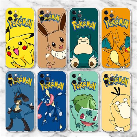 Funda transparente de silicona para móvil carcasa divertida de Pokémon