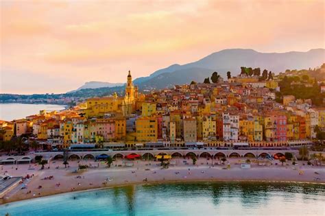 Premium Photo Colorful Old Town Menton On French Riviera France Drone