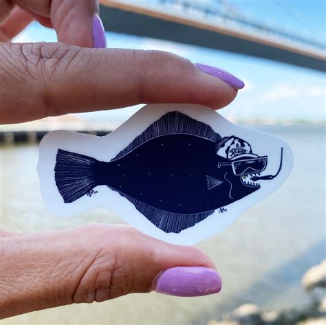 Cool Flounder navy sticker - Ana Thorne Creative