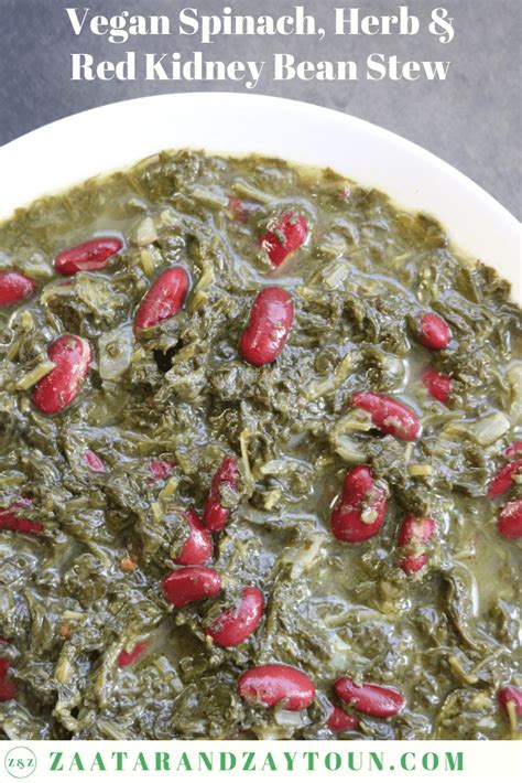 Spinach, herb abd red kidney bean Stew - by Zaatar and Zaytoun