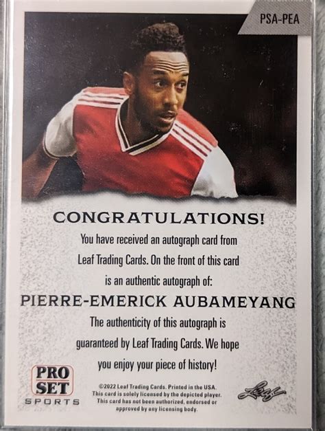 アーセナル ピエール エメリク オーバメヤン 直筆サインカード Auto Autograph Leaf Proset Aubameyang