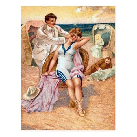 Krw Vintage Beach Illustration Postcard Zazzle