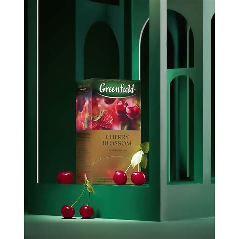 Ceai de plante Greenfield Cherry Blossom, 25 pliculete x 2 g, cu cirese ...