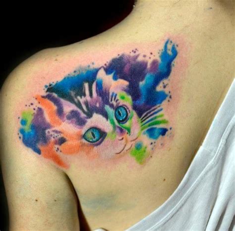 50 Watercolor Cat Tattoos Ideas Designs 2022