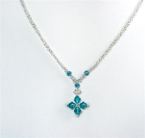 Silver & Blue Crystal Necklace – Pretty Shiny Beads