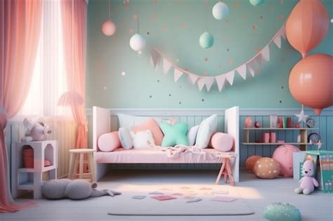 Premium Ai Image Modern Child Bedroom Interior Design In House With