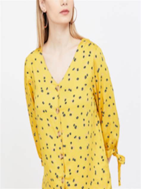 Buy Bossini Women Mustard Yellow Printed A Line Top Tops For Women