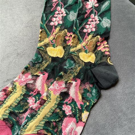 Sheer Black Ankle Socks With Colourful Floral ... - Depop