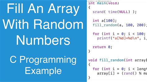 Fill An Array With Random Numbers C Programming Example YouTube